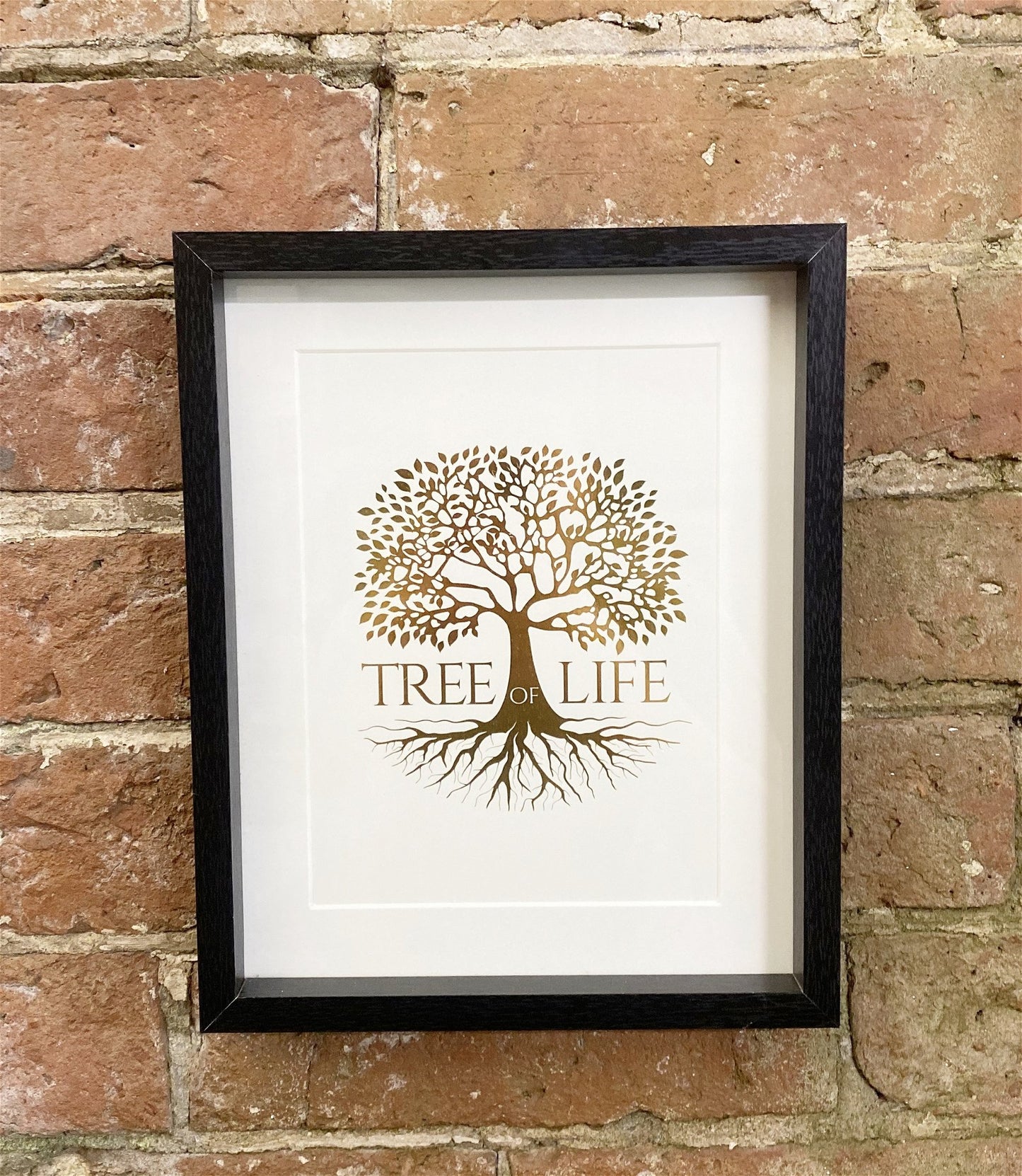 Gold Tree Of Life Print with Black Frame 25cm