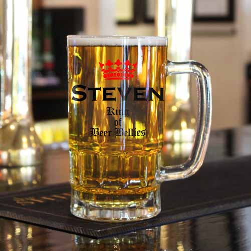 Personalised 'King of the Beer Belly' Glass (Pint) Tankard