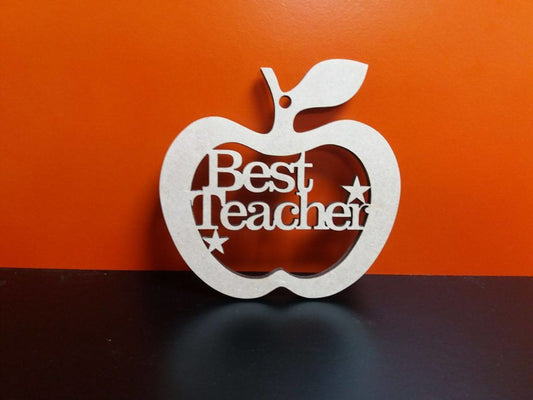 Wooden Best Teacher Hanging Apple - Available in MDF or Oak Veneer