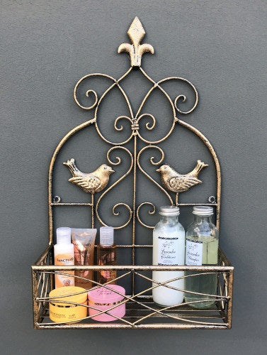 Small Gold Scroll and Bird Wall Planter/Shelf - UK Only