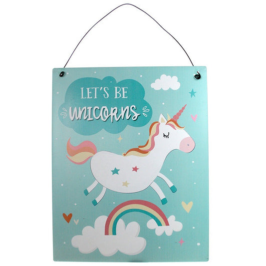 Unicorn Metal Plaque/Sign - Choice of Two Designs (Blue & Pink)