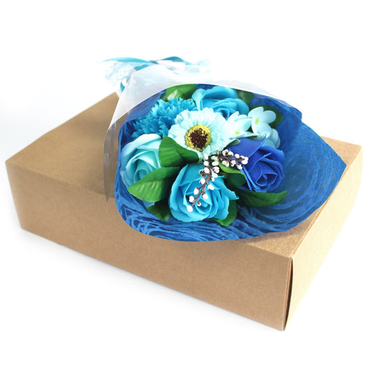 Boxed Soap Flower Bouquet - Blues