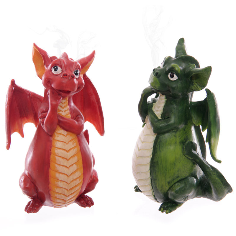 Cartoon Design Dragon Incense Burner - Available in Red or Green