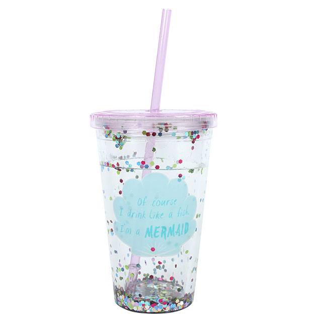 Mermaid Sequin Drinking Cup - Two Designs Available (Pink or Blue)