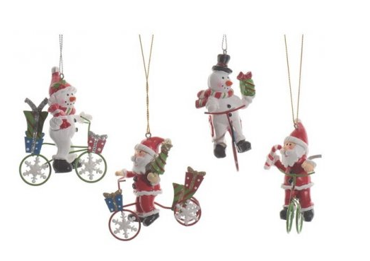 Hanging Iron Christmas Characters - Santa and Snowman