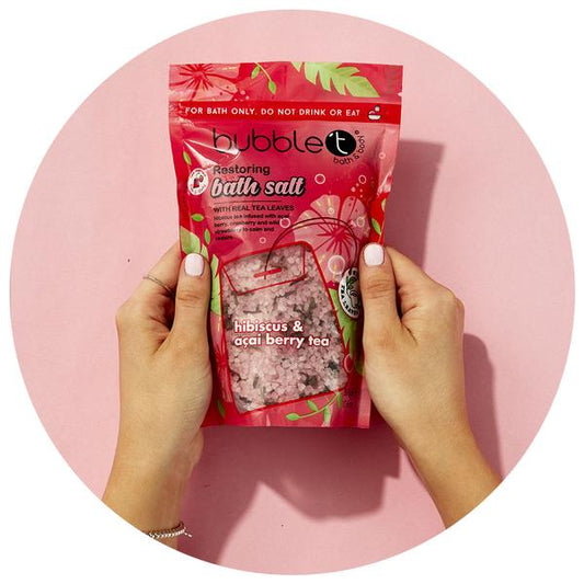 Reduced yo Clear: Bubble T Hibiscus & Acai Berry Tea Infused Bath Salts (with real tea leaves)