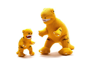 Knitted Yellow Dinosaur (T-Rex) Toy