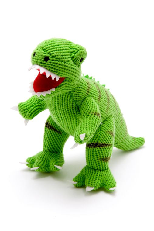 Knitted Green Dinosaur (T-Rex) Toy