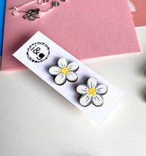 Daisy Flower Stud Set - Hand Painted Wooden Earrings