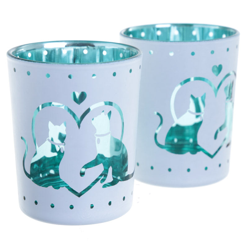 Set of 2 I Love my Cat Tealight Holders