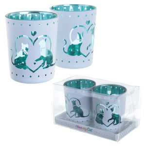 Set of 2 I Love my Cat Tealight Holders