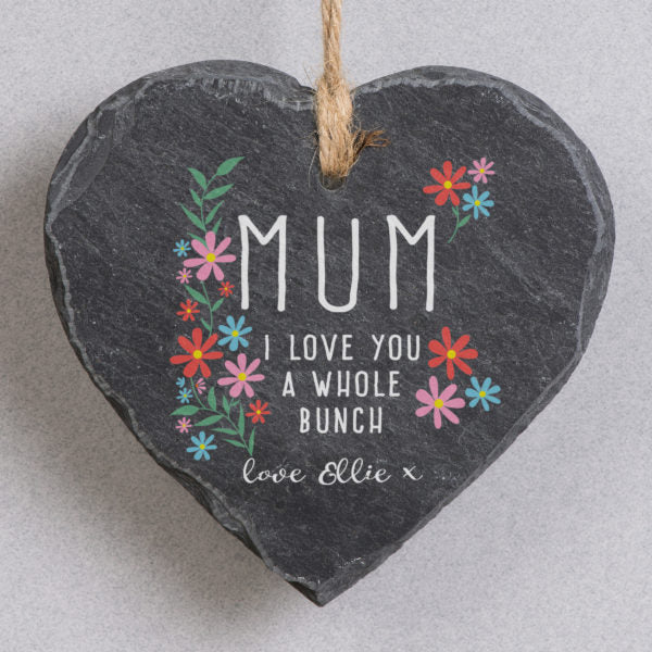 Personalised ‘I love you a whole bunch' Hanging Slate Sign - Perfect for Mother's Day
