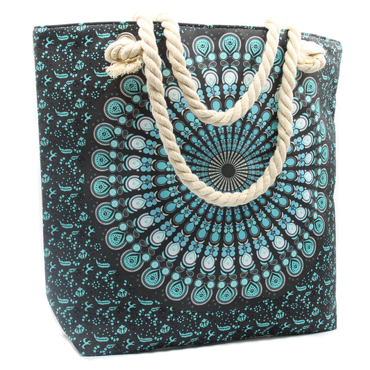 Rope Handle Mandala Bag - Deep Blue