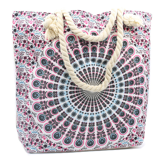 Rope Handle Mandala Bag - Electric Blue