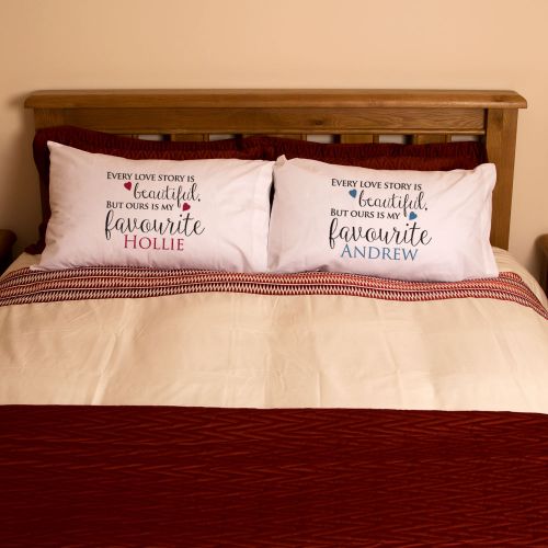 Personalised Mr & Mrs 'Love Story' Pillowcases - Perfect for Valentine's Day, Anniversaries and Weddings