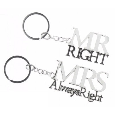 'Mr Right & Mrs Always Right' Dual Keyring Set