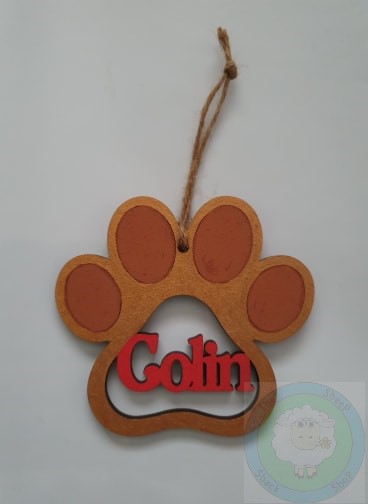 Personalised and Customisable Pet Paw Print Christmas Hanging Decoration