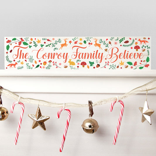 Personalised Woodland Christmas Mantle Wooden Decoration