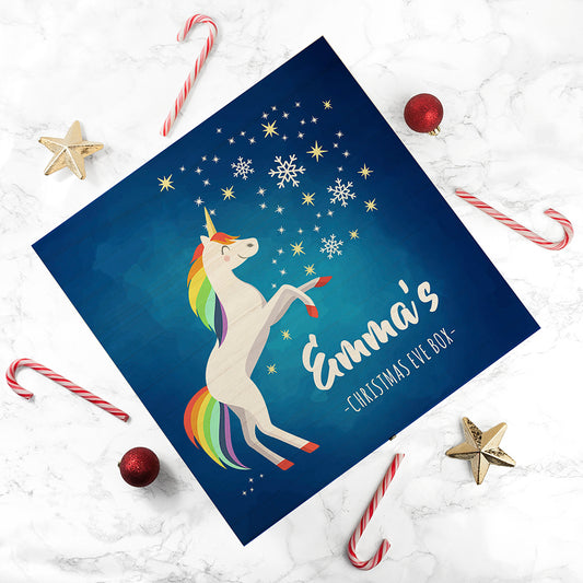 Personalised Rainbow Unicorn Christmas Eve Box - Small or Large
