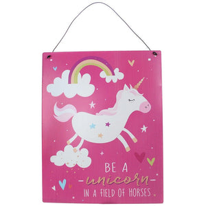 Unicorn Metal Plaque/Sign - Choice of Two Designs (Blue & Pink)