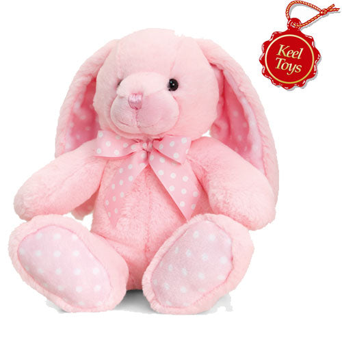 Keel Toys Spotty Bunny Soft Toy - Available in Blue or Pink