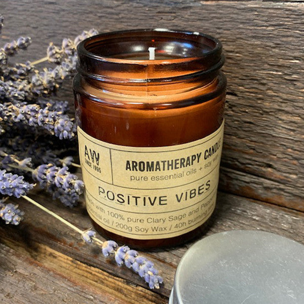 Aromatherapy Soy Wax Candle - Positive Vibes (Clary Sage & Peppermint)