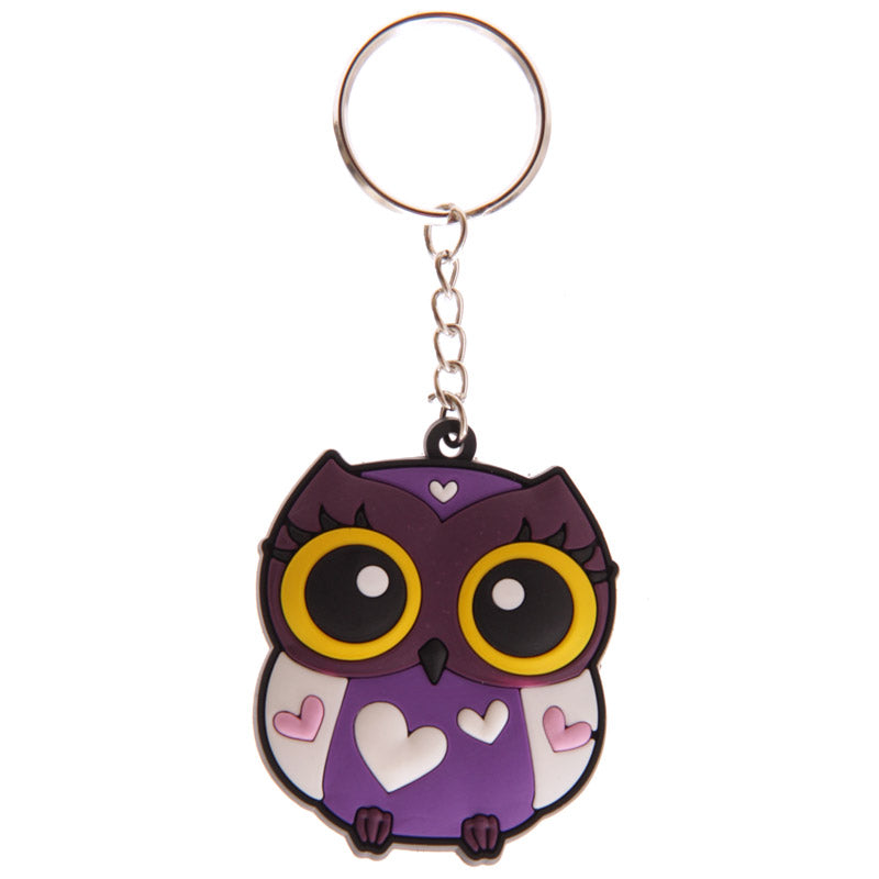 Cute and Colourful PVC Owl Keyring