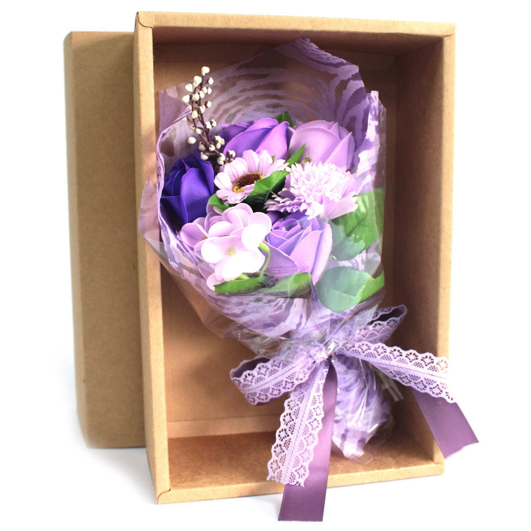 Boxed Soap Flower Bouquet - Purple