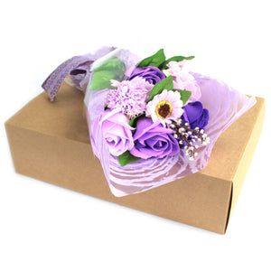 Boxed Soap Flower Bouquet - Purple