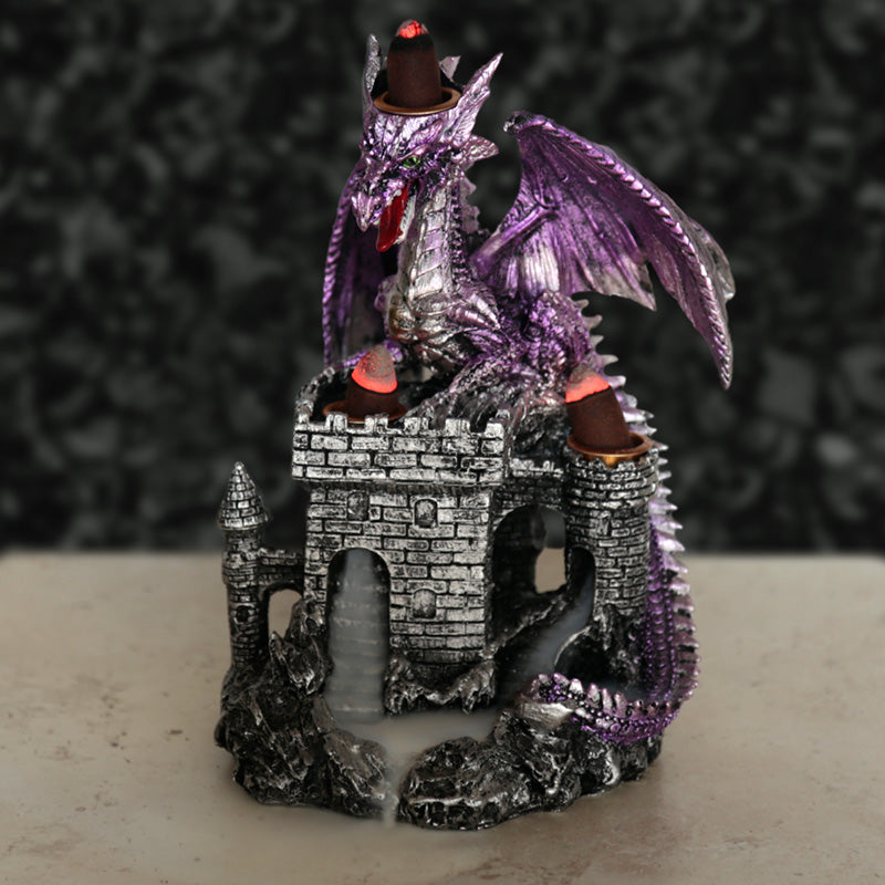 Backflow Incense Burner - Dragons Castle (Green or Purple)