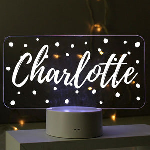 Personalised Name Only Pokka Dot LED Colour Changing Night Light
