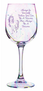 Rainbow Lustre Effect Unicorn Wine Glass