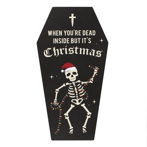 'Dead Inside' Wooden Coffin Plaque - Alternative Christmas Decoration