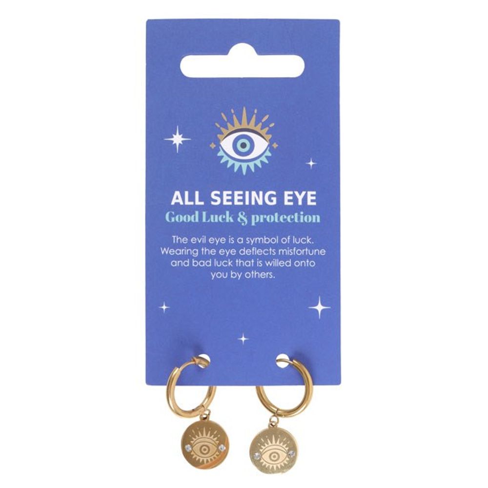 Gold Toned 'All Seeing Eye' Earrings