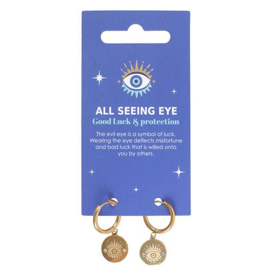 Gold Toned 'All Seeing Eye' Earrings