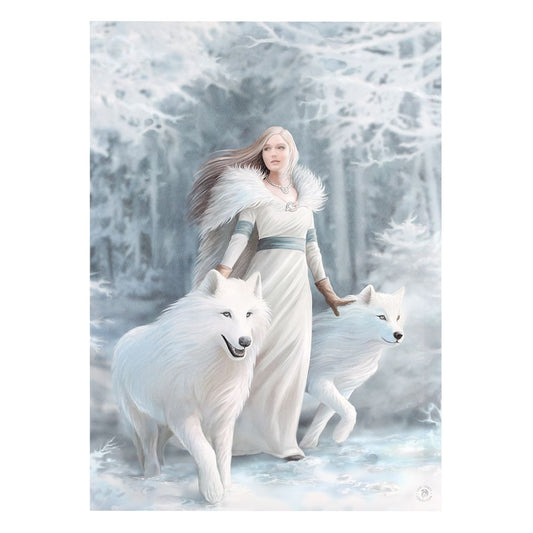 50x70cm Winter Guardians (Wolf) Canvas Plaque by Anne Stokes