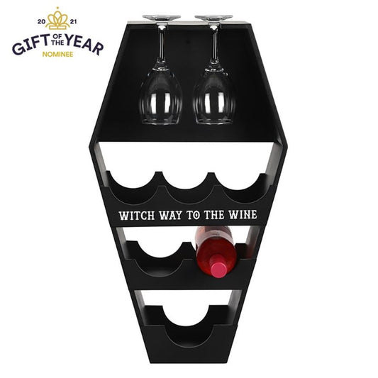 Coffin Shaped Wooden Wine Shelf - UK Only