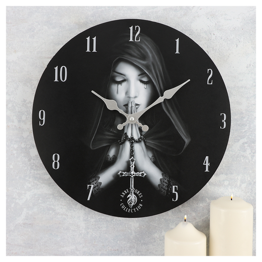 'Gothic Prayer' Wooden Wall Clock by Anne Stokes