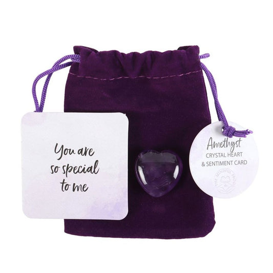 'You Are Special to Me' Amethyst Crystal Heart in a Bag
