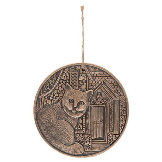 Bronze Terracotta 'What Lies Within' (Cat) Wall Plaque By Lisa Parker