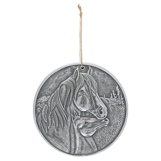 Silver Terracotta 'Apache' (Horse) Wall Plaque By Lisa Parker