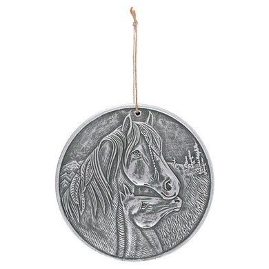 Silver Terracotta 'Apache' (Horse) Wall Plaque By Lisa Parker