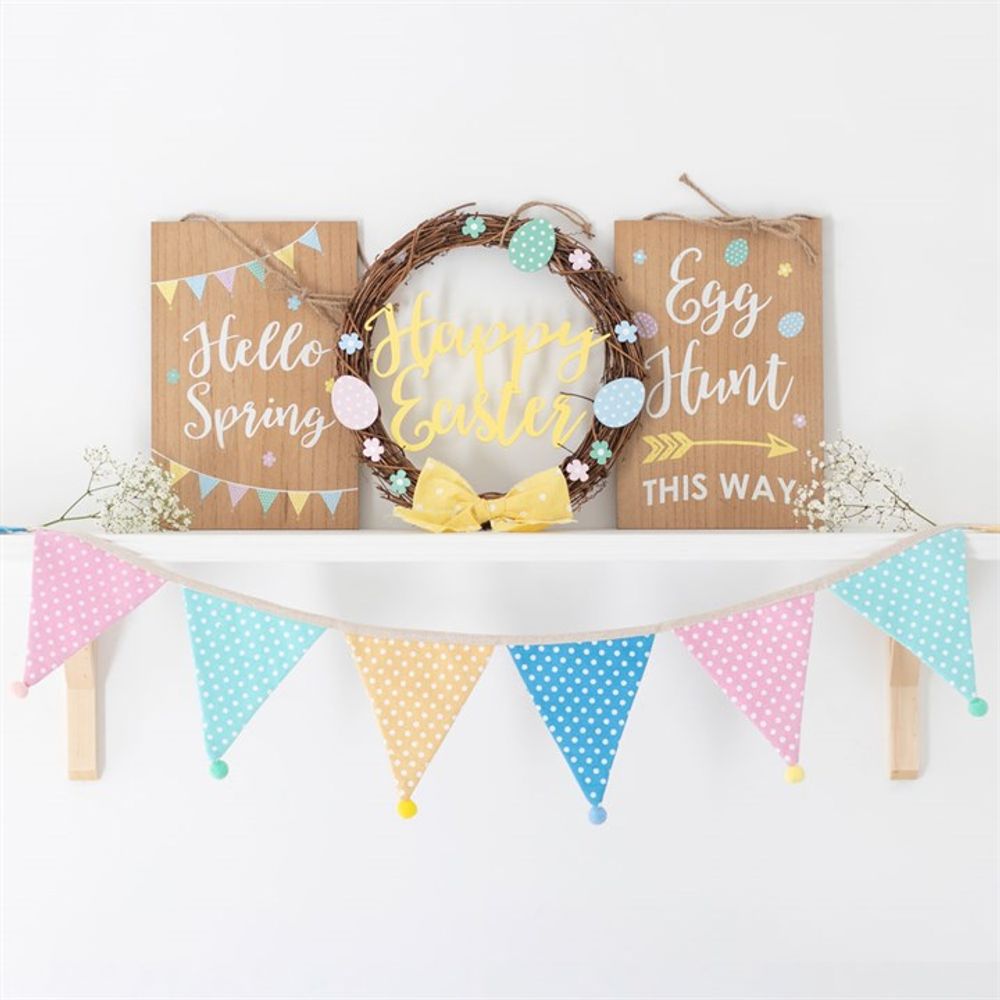 'Hello Spring' Hanging Wooden Sign