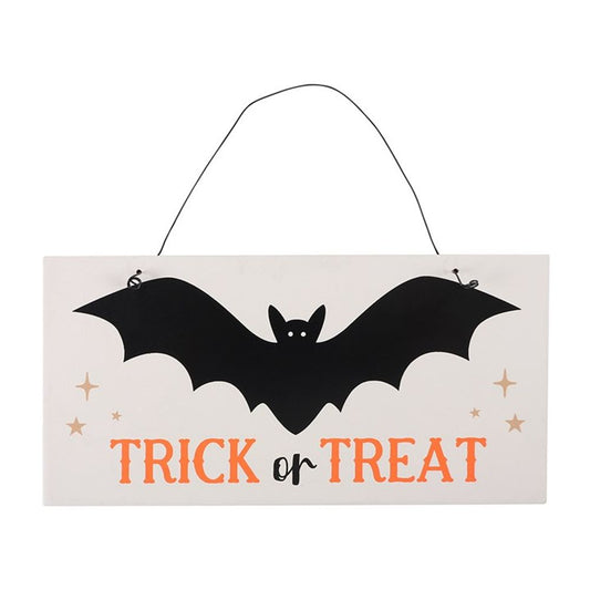 'Trick or Treat' Bat Wooden Hanging Halloween Sign