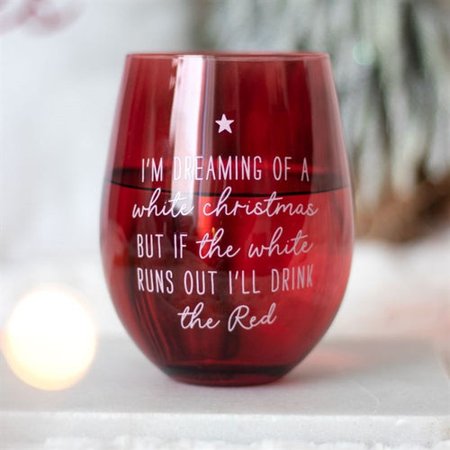 'Dreaming of a White Christmas' Stemless Glass