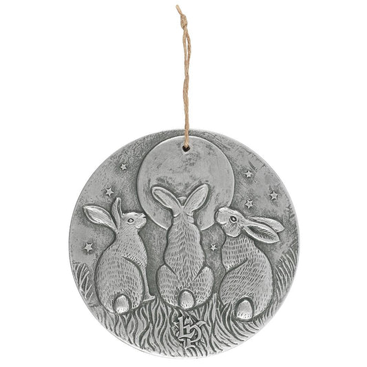 Silver Effect Moon Shadows (Hare) Plaque by Lisa Parker