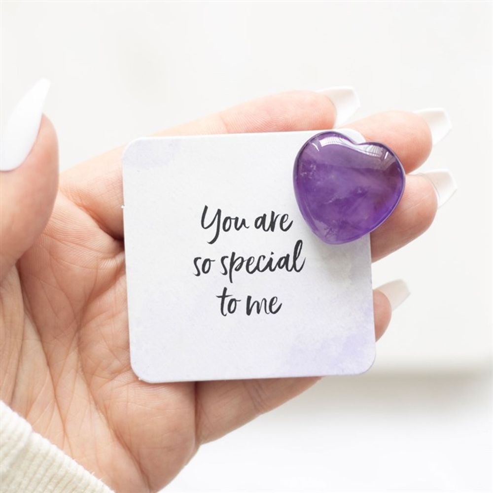 'You Are Special to Me' Amethyst Crystal Heart in a Bag