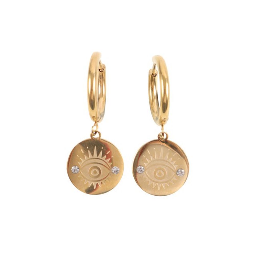 Gold Toned 'All Seeing Eye' Earrings