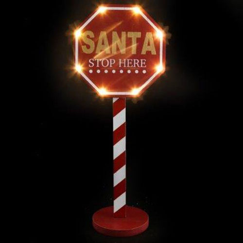 45cm LED Santa Stop Here Sign