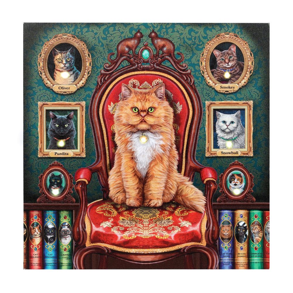 30x30cm 'Mad About Cats' Light Up Canvas Plaque by Lisa Parker
